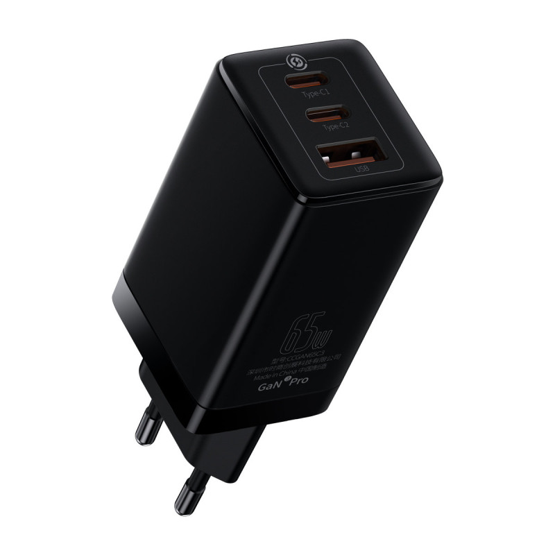 GaN3 Pro greitas universalus GaN įkroviklis 2x USB-C USB + 1m USB-C laidas