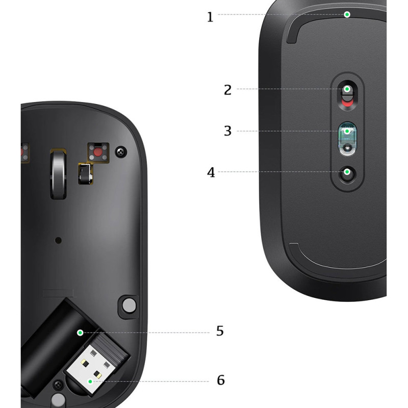 Patogi belaidė pelė USB kompiuteriui, pilka