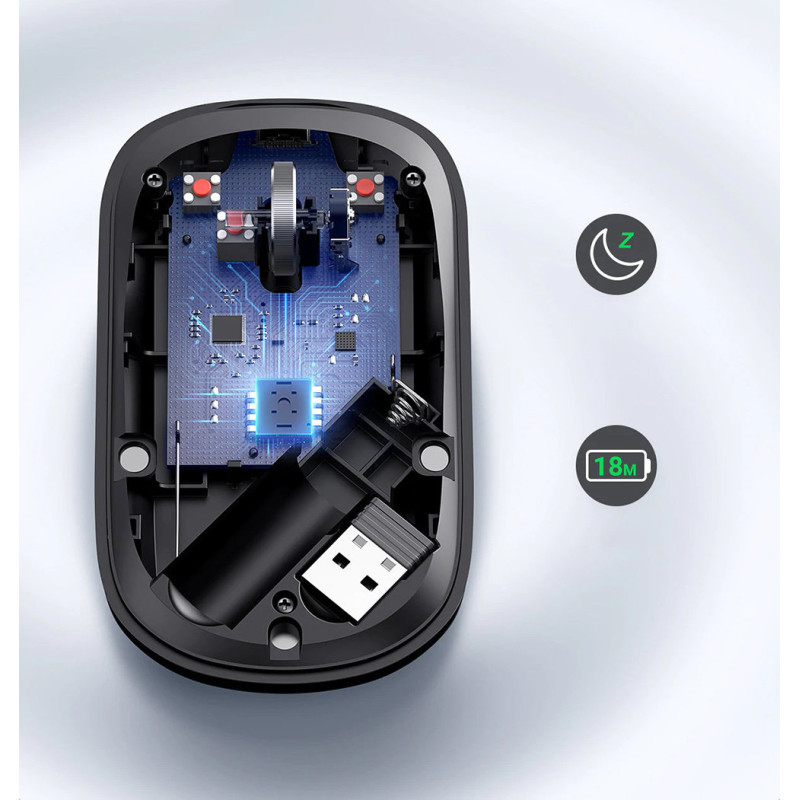Patogi belaidė pelė USB kompiuteriui, pilka