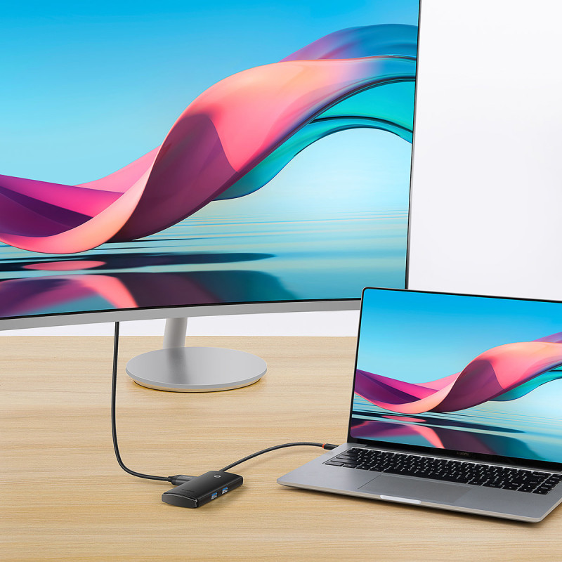 Daugiafunkcis HUB Lite serijos USB-C 2x USB PD HDMI SD/ TF juodas