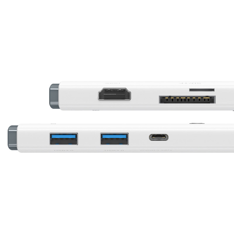 Daugiafunkcis HUB Lite serijos USB-C 2x USB PD HDMI SD/ TF baltas