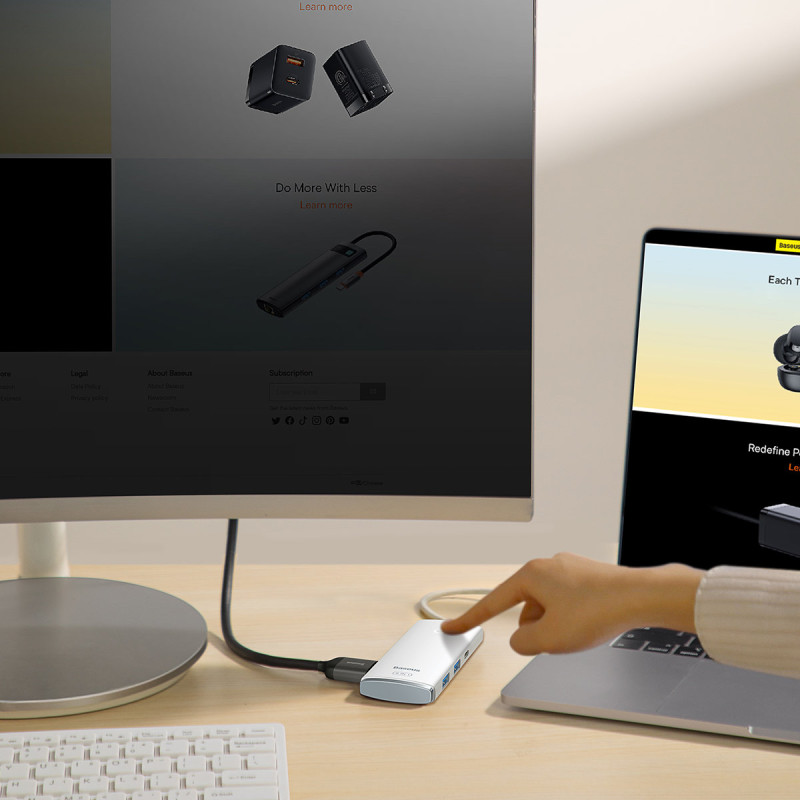 Daugiafunkcis HUB Lite serijos USB-C 2x USB PD HDMI SD/ TF baltas