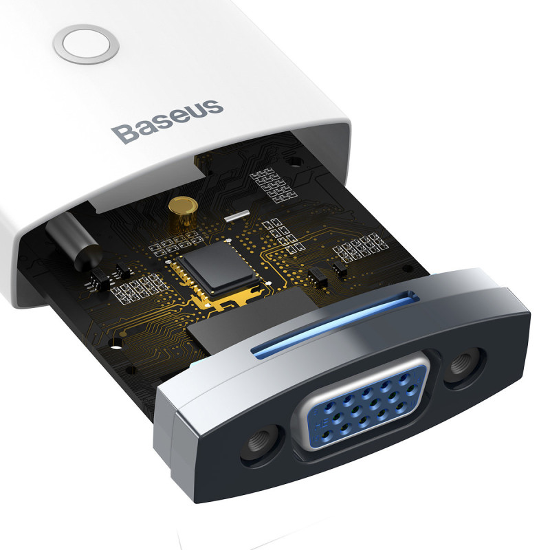 HDMI į VGA adapteris + 3,5 mm mini lizdas maitinimo šaltinis microUSB Lite Series baltas