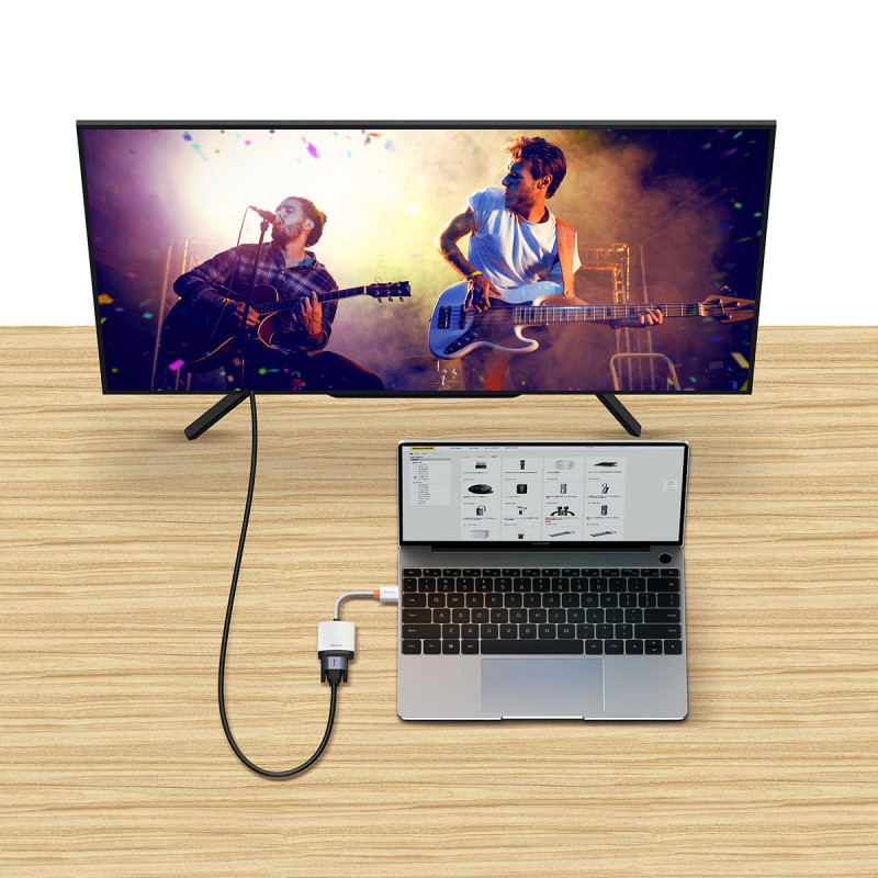 HDMI į VGA adapteris + 3,5 mm mini lizdas maitinimo šaltinis microUSB Lite Series baltas