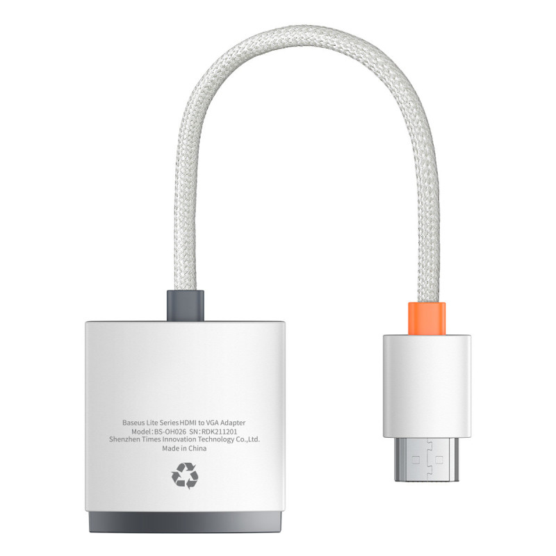 HDMI į VGA adapteris + 3,5 mm mini lizdas maitinimo šaltinis microUSB Lite Series baltas