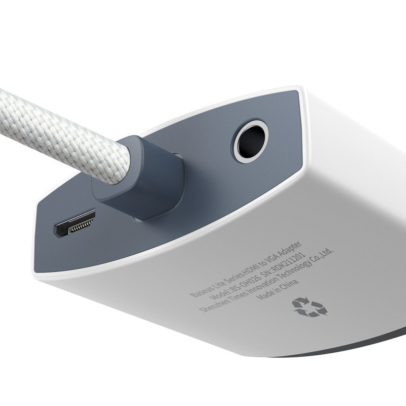 HDMI į VGA adapteris + 3,5 mm mini lizdas maitinimo šaltinis microUSB Lite Series baltas