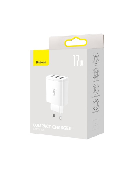Kompaktiškas 3x USB 17W sieninis įkroviklis, baltas
 
Kompaktiškas 3x USB 17W sieninis įkroviklis, baltas