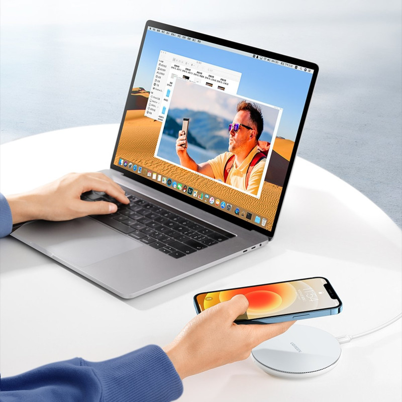 
15W Qi belaidis indukcinis įkroviklis, baltas
