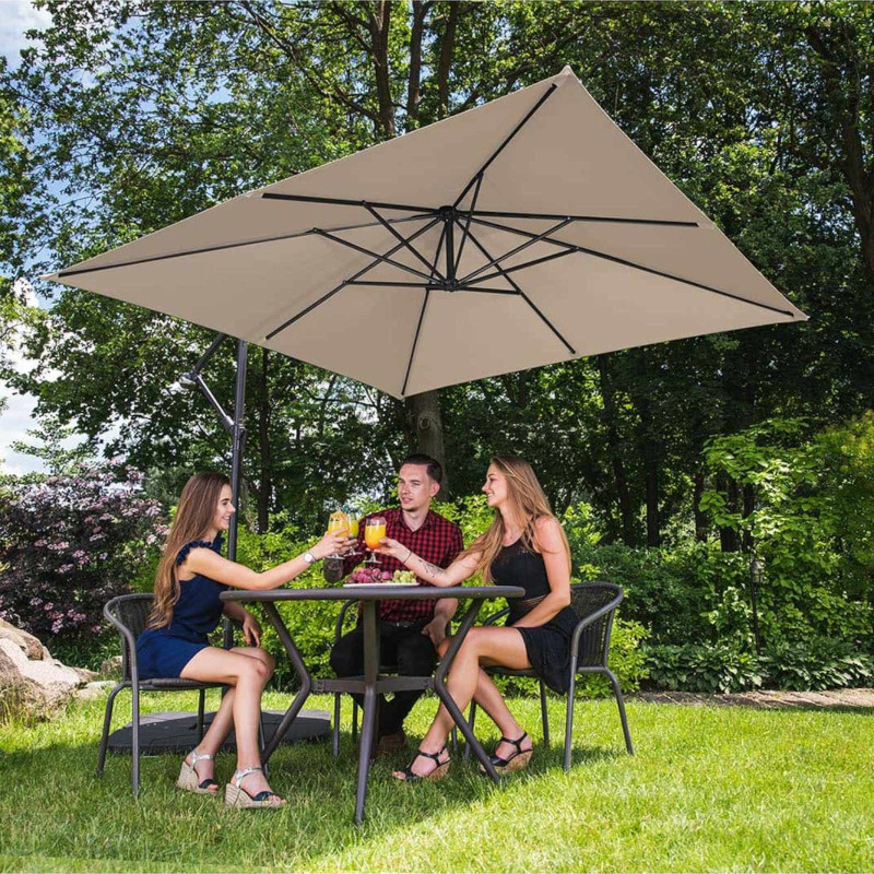 Kvadratinis konsolinis skėtis 250 x 250 cm kreminis