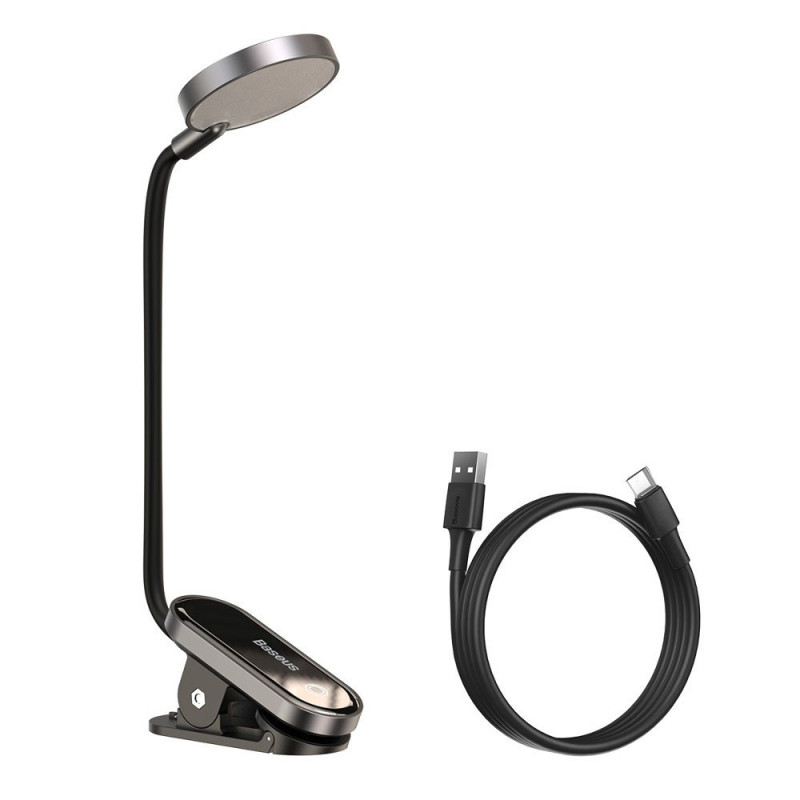 Mini šviesos LED ekrano skaitymo lempa su klipu pilka