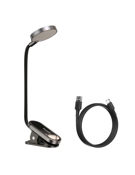 Mini šviesos LED ekrano skaitymo lempa su klipu pilka