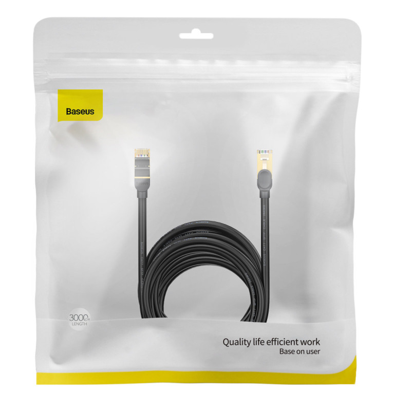 Greitas tinklo kabelis 10Gbps Speed Seven RJ45 30m juodas