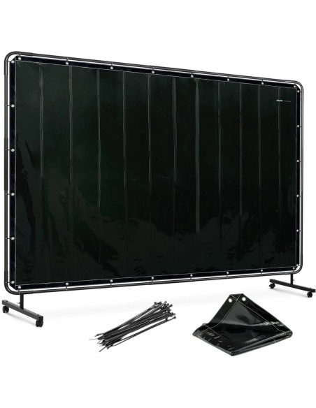 Apsauginė ekrano suvirinimo uždanga su rėmu ant ratukų 240 x 180 cm - juoda Apsauginė ekrano suvirinimo uždanga su rėmu ant ratukų 240 x 180 cm - juoda