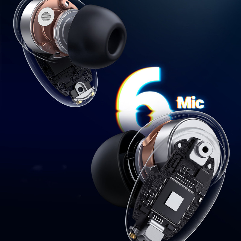 HiTune X6 TWS Bluetooth 5.0 ANC belaidės ausinės, pilkos spalvos