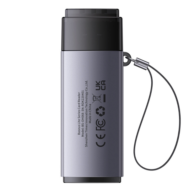 USB Lite serijos SD/ TF kortelių skaitytuvo adapteris, pilkas