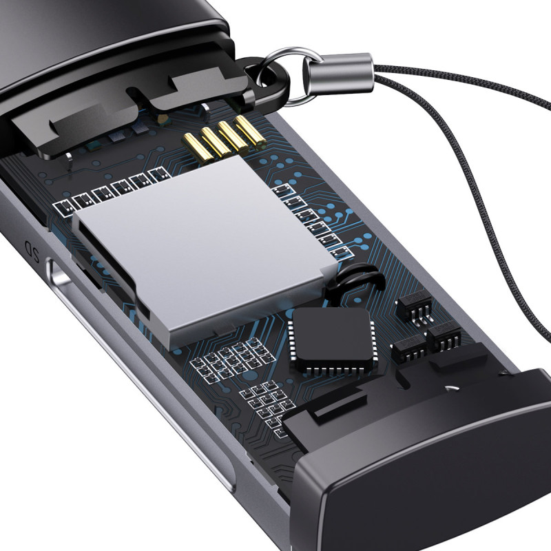 USB Lite serijos SD/ TF kortelių skaitytuvo adapteris, pilkas