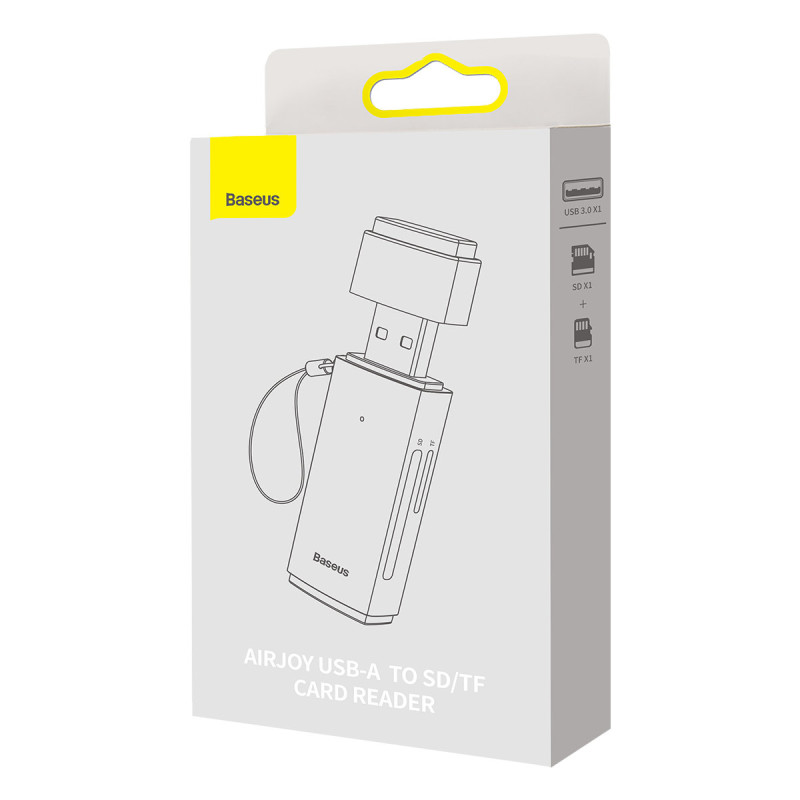 USB Lite serijos SD/ TF kortelių skaitytuvo adapteris, pilkas