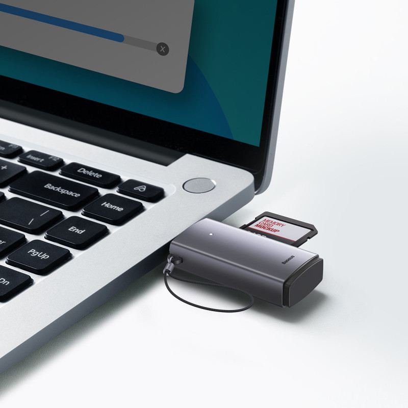 USB Lite serijos SD/ TF kortelių skaitytuvo adapteris, pilkas