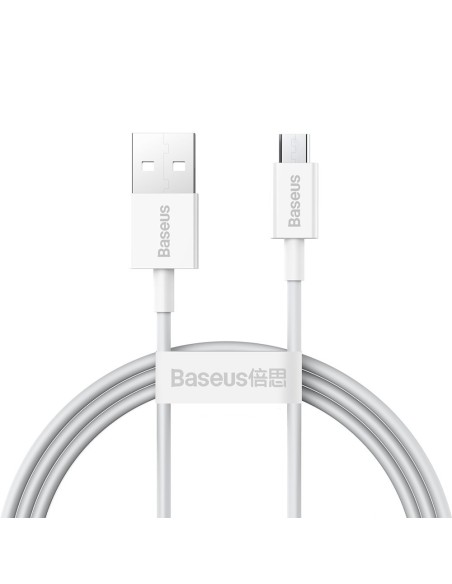 Puikus kabelis USB microUSB laidas greitam įkrovimui 2A 1m baltas Puikus kabelis USB microUSB laidas greitam įkrovimui 2A 1m baltas