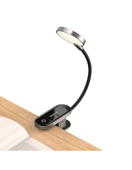 Mini šviesos LED ekrano skaitymo lempa su klipu pilka
