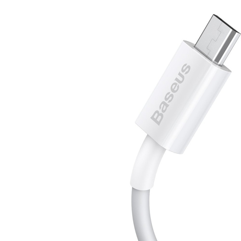 Puikus kabelis USB microUSB laidas greitam įkrovimui 2A 1m baltas