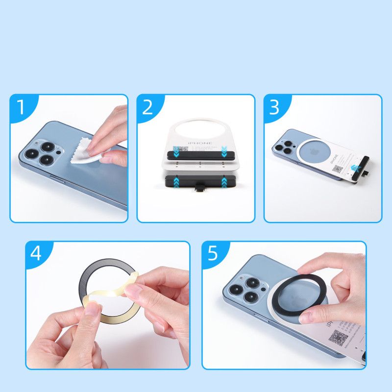 Metalinis magnetinis žiedas išmaniajam telefonui, mėlynas telefonas