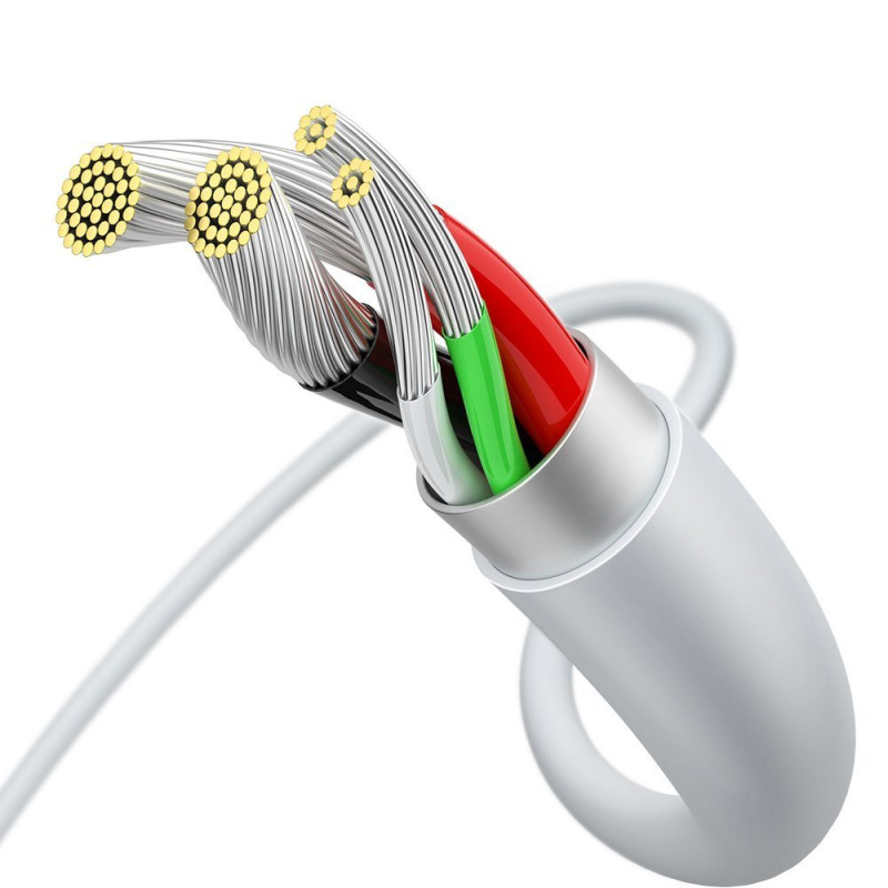 Puikus kabelis USB microUSB laidas greitam įkrovimui 2A 1m baltas