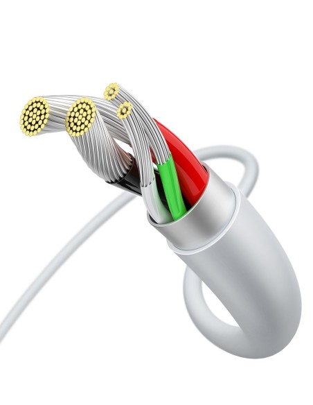Puikus kabelis USB microUSB laidas greitam įkrovimui 2A 1m baltas Puikus kabelis USB microUSB laidas greitam įkrovimui 2A 1m baltas