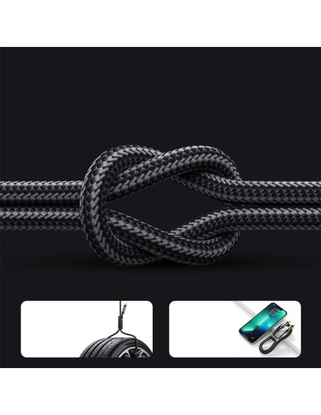 
Tvirtas pintas kabelis USB-C 100W 1,2m mėlynas
