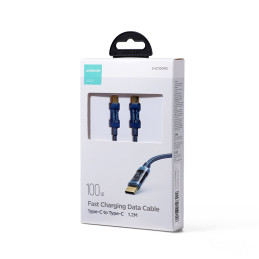 
Tvirtas pintas kabelis USB-C 100W 1,2m mėlynas
