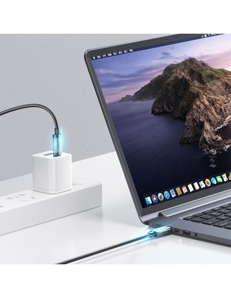 
Tvirtas pintas kabelis USB-C 100W 1,2m mėlynas
