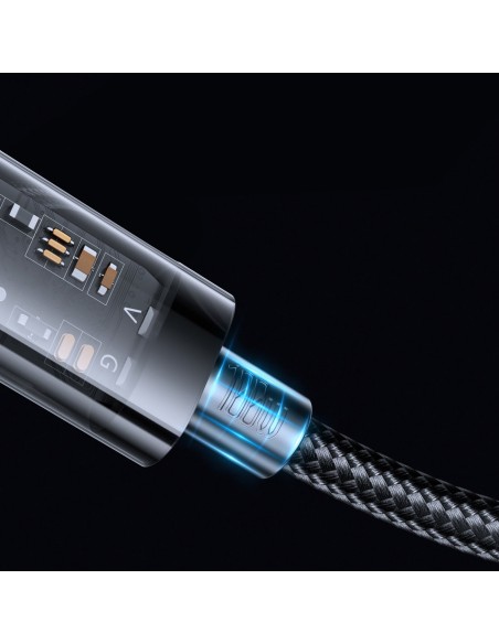 
Tvirtas pintas kabelis USB-C 100W 1,2m mėlynas
