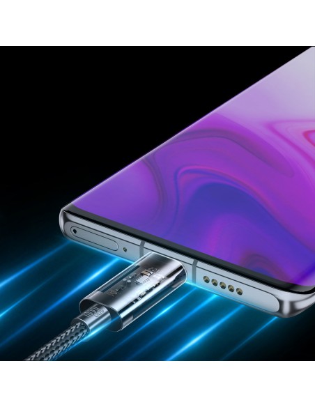 
Tvirtas pintas kabelis USB-C 100W 1,2m mėlynas
