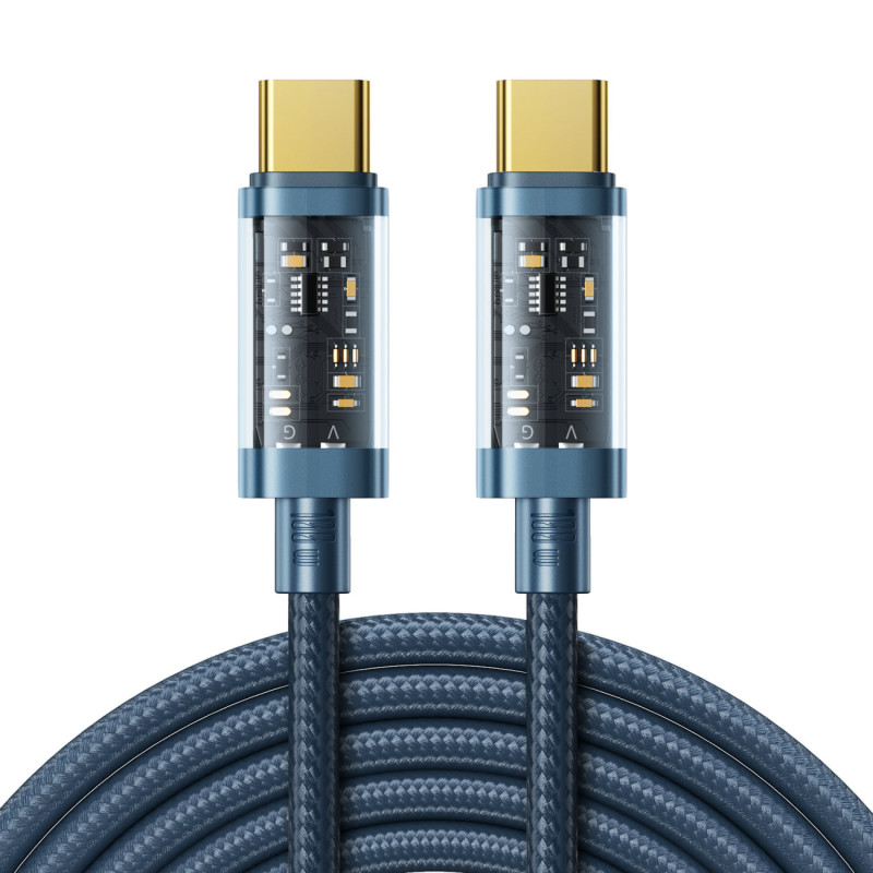
Tvirtas pintas kabelis USB-C 100W 2m mėlynas
