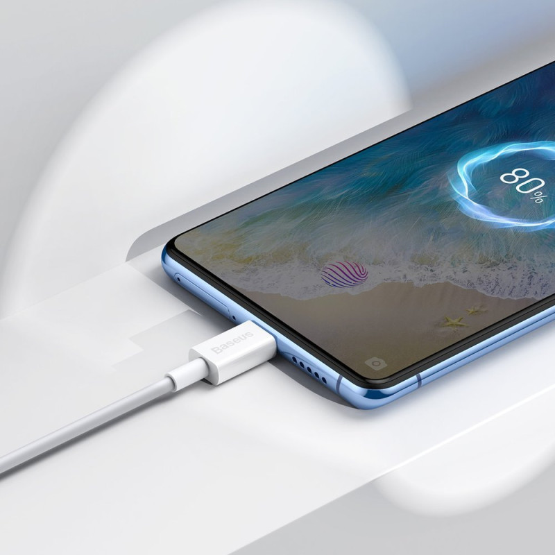 Puikus kabelis USB microUSB laidas greitam įkrovimui 2A 1m baltas
