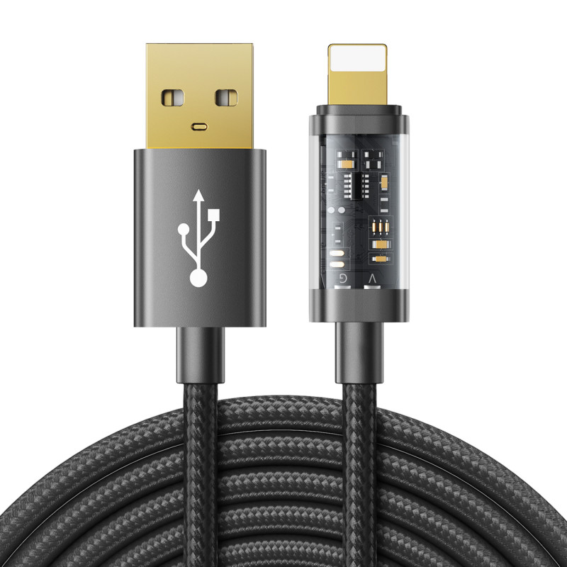 
iPhone USB - Lightning laidas įkrovimui ir duomenų perdavimui 2.4A 20W 2m juodas
