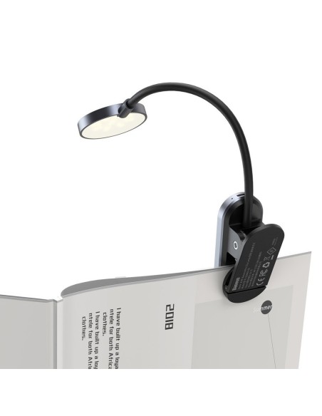 Mini šviesos LED ekrano skaitymo lempa su klipu pilka