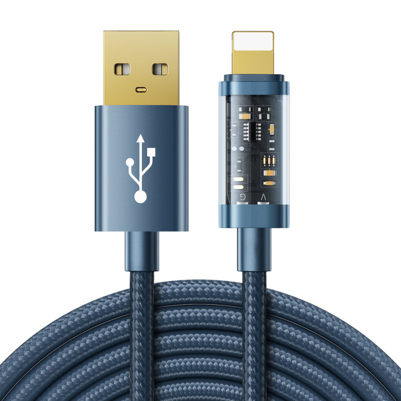 
iPhone USB - Lightning laidas įkrovimui ir duomenų perdavimui 2.4A 20W 2m mėlynas
