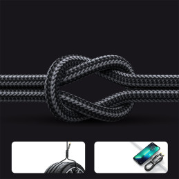 
USB - USB-C laidas įkrovimui ir duomenų perdavimui 3A 2m juodas
