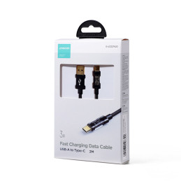 
USB - USB-C laidas įkrovimui ir duomenų perdavimui 3A 2m juodas
