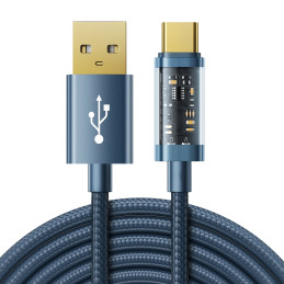 
USB - USB-C laidas įkrovimui ir duomenų perdavimui 3A 2m mėlynas

