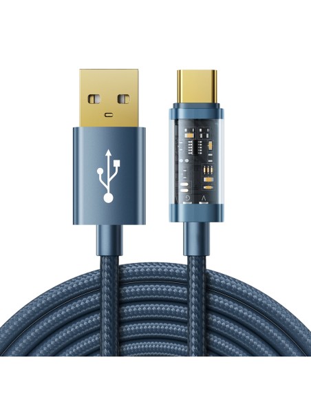 
USB - USB-C laidas įkrovimui ir duomenų perdavimui 3A 2m mėlynas
