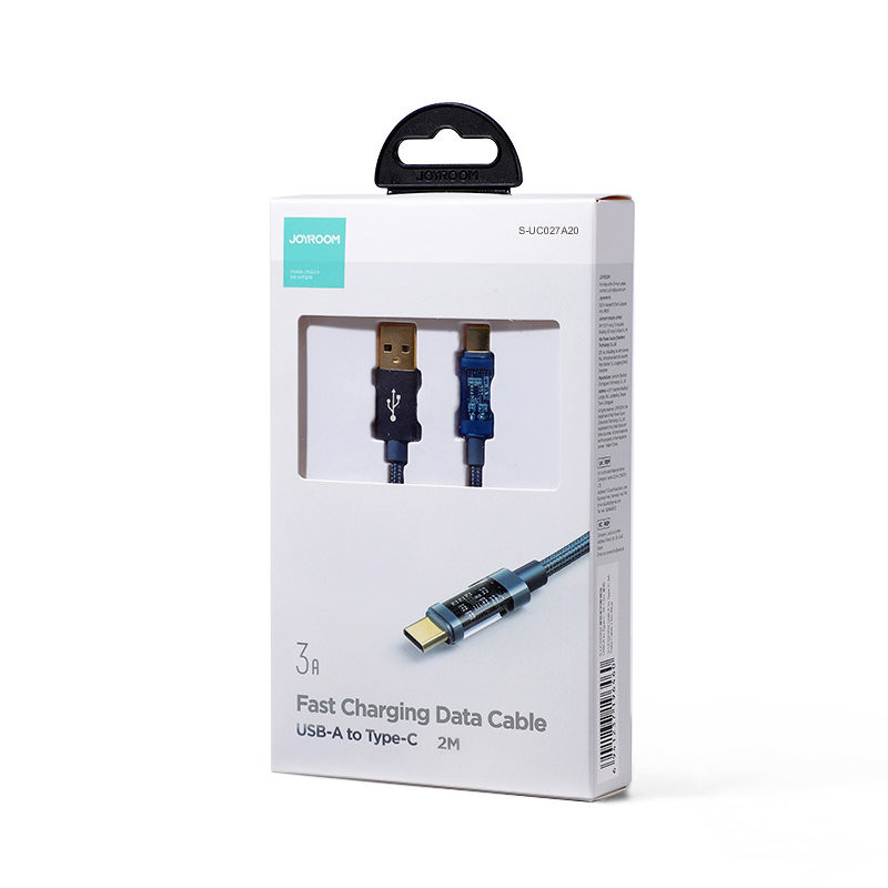 USB - USB-C laidas įkrovimui ir duomenų perdavimui 3A 2m mėlynas