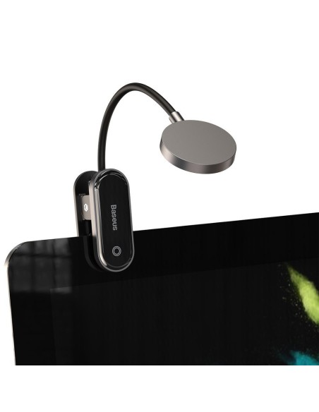 Mini šviesos LED ekrano skaitymo lempa su klipu pilka