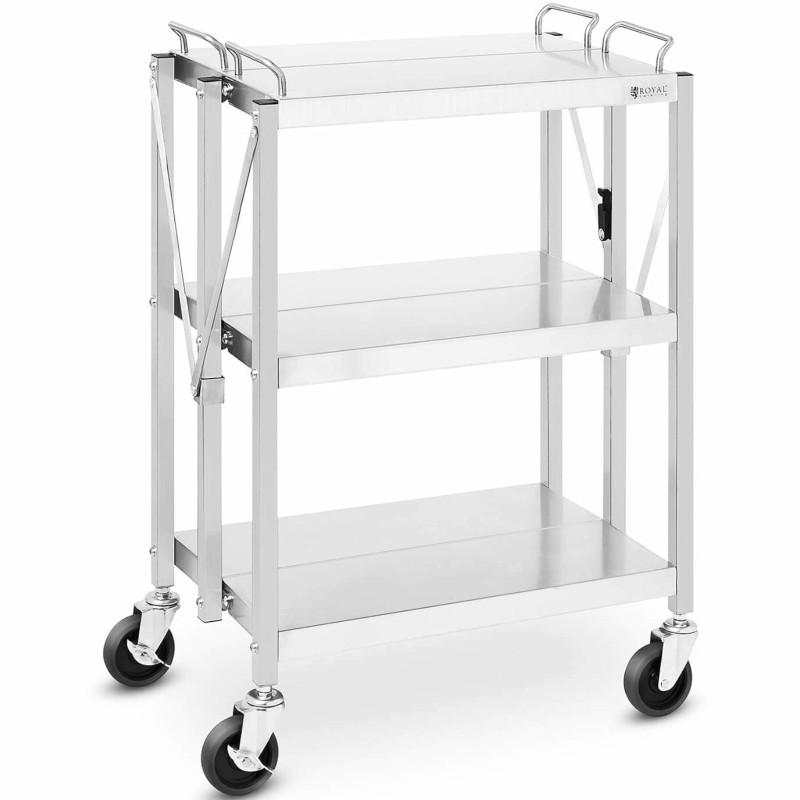 
Maitinimo padavėjo vežimėlis sulankstomas plieninis 3 lentynos 400 x 580 mm iki 90 kg
