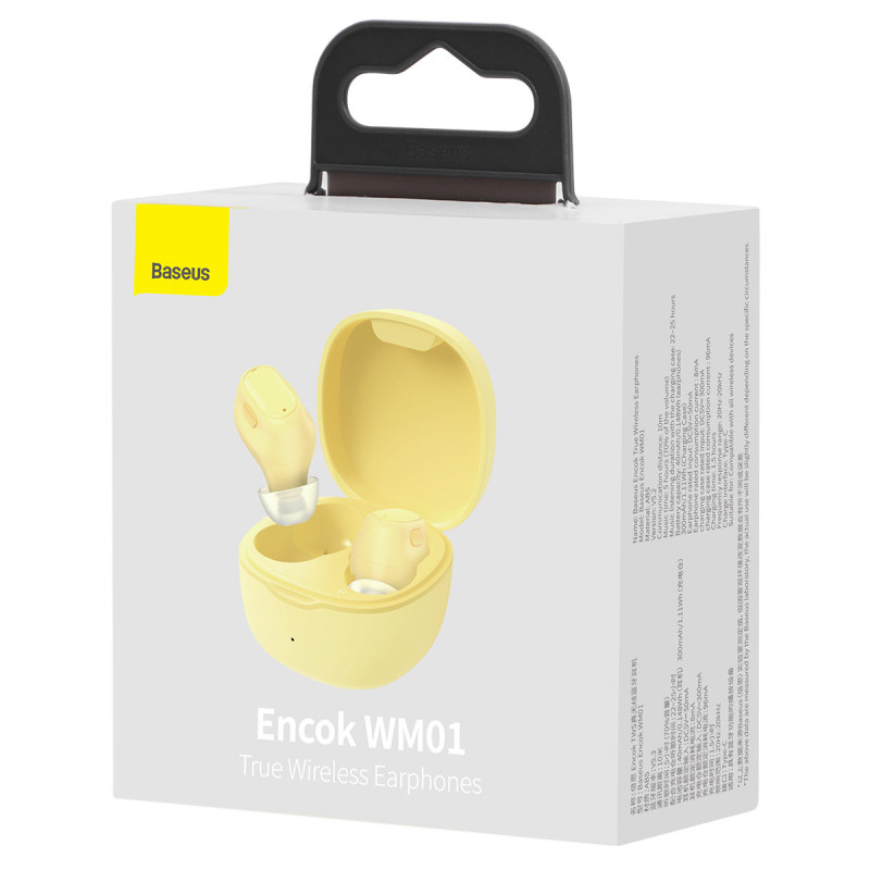 Encok WM01 TWS Bluetooth 5.3 į ausis įdedamos belaidės ausinės geltonos spalvos