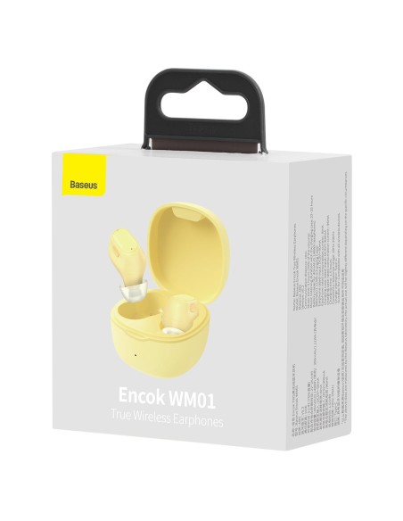 Encok WM01 TWS Bluetooth 5.3 į ausis įdedamos belaidės ausinės geltonos spalvos Encok WM01 TWS Bluetooth 5.3 į ausis įdedamos belaidės ausinės geltonos spalvos