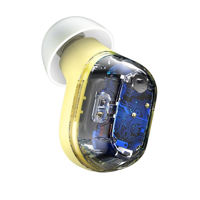 Encok WM01 TWS Bluetooth 5.3 į ausis įdedamos belaidės ausinės geltonos spalvos
