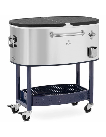 
Šaldytuvo konteineris, barmeno vežimėlis ledo gėrimams, su atidarytuvu ir lentyna, 77 l
