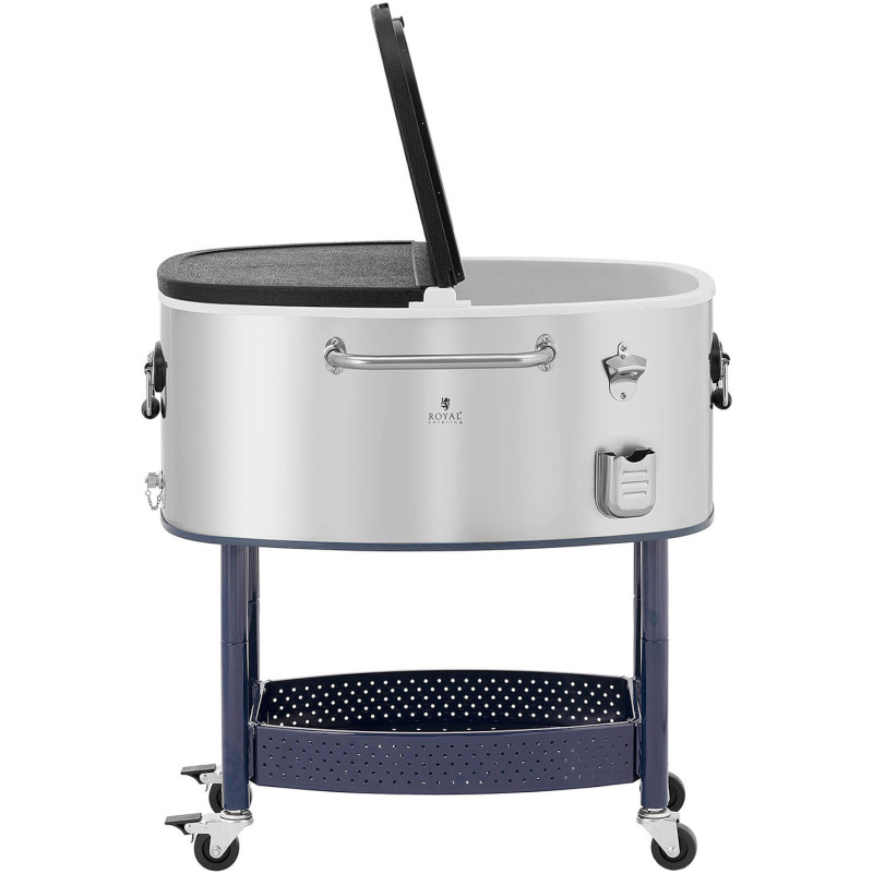 
Šaldytuvo konteineris, barmeno vežimėlis ledo gėrimams, su atidarytuvu ir lentyna, 77 l
